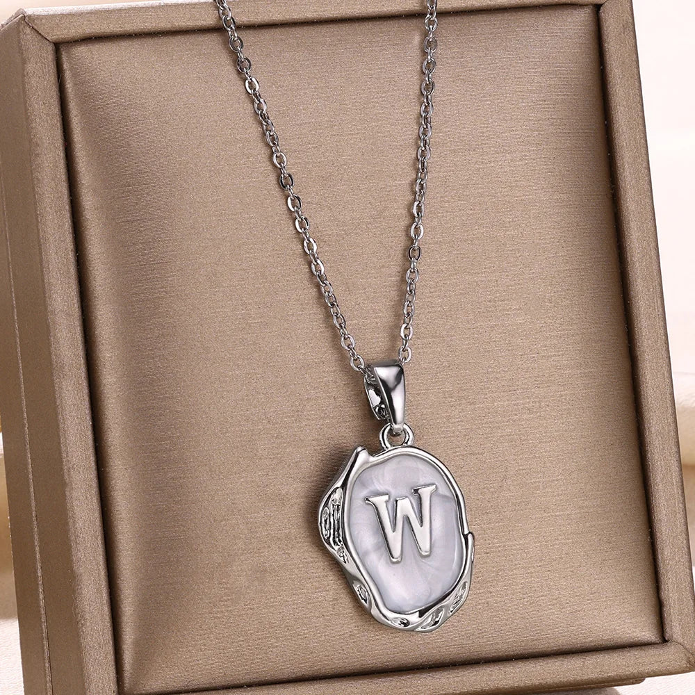 Collier Choker Femme avec Pendentif Lettre Initiale A-Z – Collier à Goutte d'Huile, Cadeau de Noël Élégant