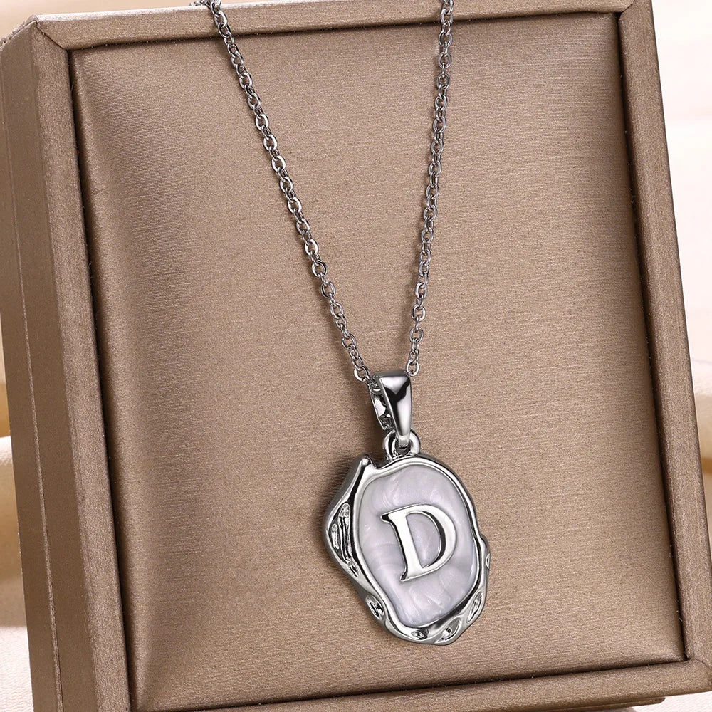 Collier Choker Femme avec Pendentif Lettre Initiale A-Z – Collier à Goutte d'Huile, Cadeau de Noël Élégant