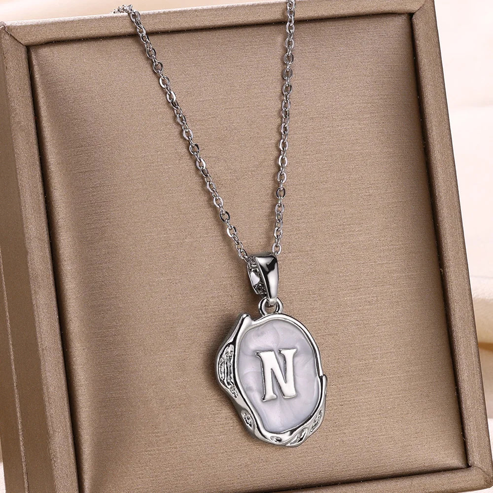 Collier Choker Femme avec Pendentif Lettre Initiale A-Z – Collier à Goutte d'Huile, Cadeau de Noël Élégant