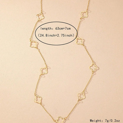 Collier Long Vintage Femme avec Pendentif Trèfle Découpé – Élégant Style Européen et Américain