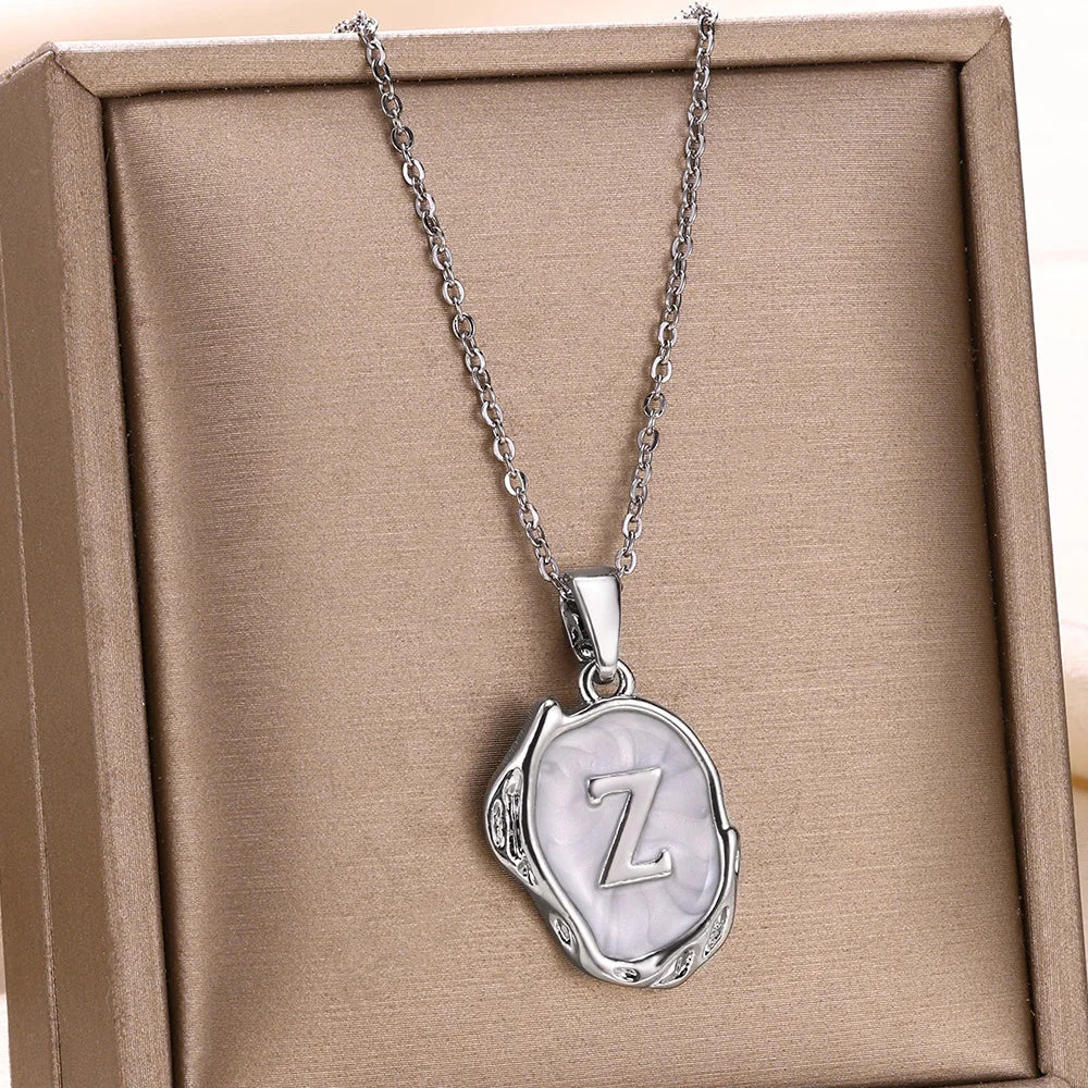 Collier Choker Femme avec Pendentif Lettre Initiale A-Z – Collier à Goutte d'Huile, Cadeau de Noël Élégant